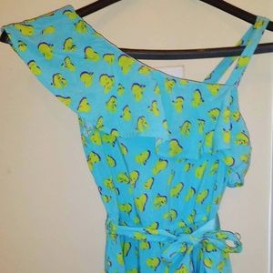 (KIDS)Ruffle Layer Dress(Blue w/Lime Green Hearts)